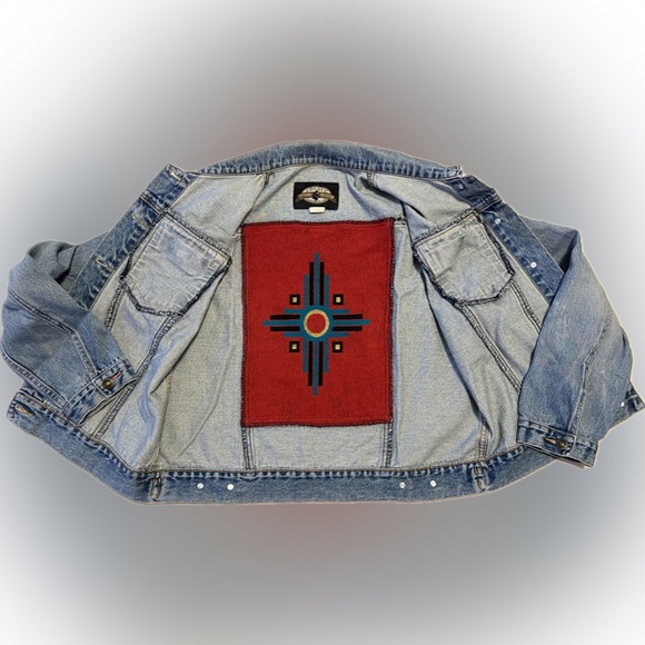 🤠 🧲CLASSIC & Vintage Western /Southwestern Denim Jean Jacket | Size Large / 10 - Picture 8 of 17